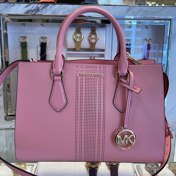 MICHAEL KORS
Sheila Medium CZ Faux Saffiano Leather Satchel Crossbody 
NWT - Picture 7 of 16